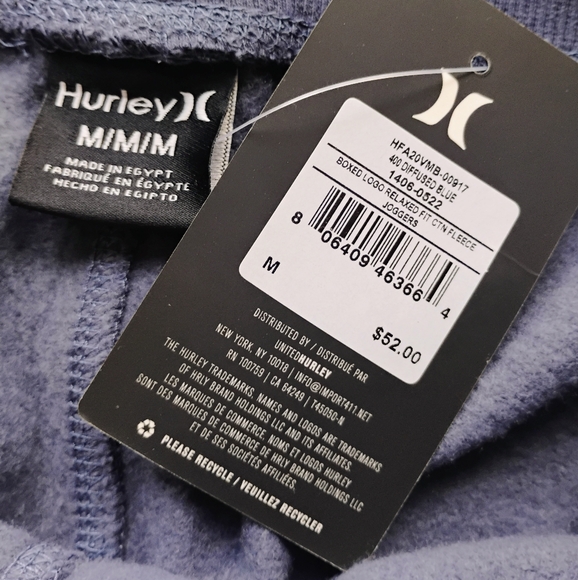 HURLEY NEW Boxed Logo Fleece Joggers Sweatpants - Picture 13 of 15
